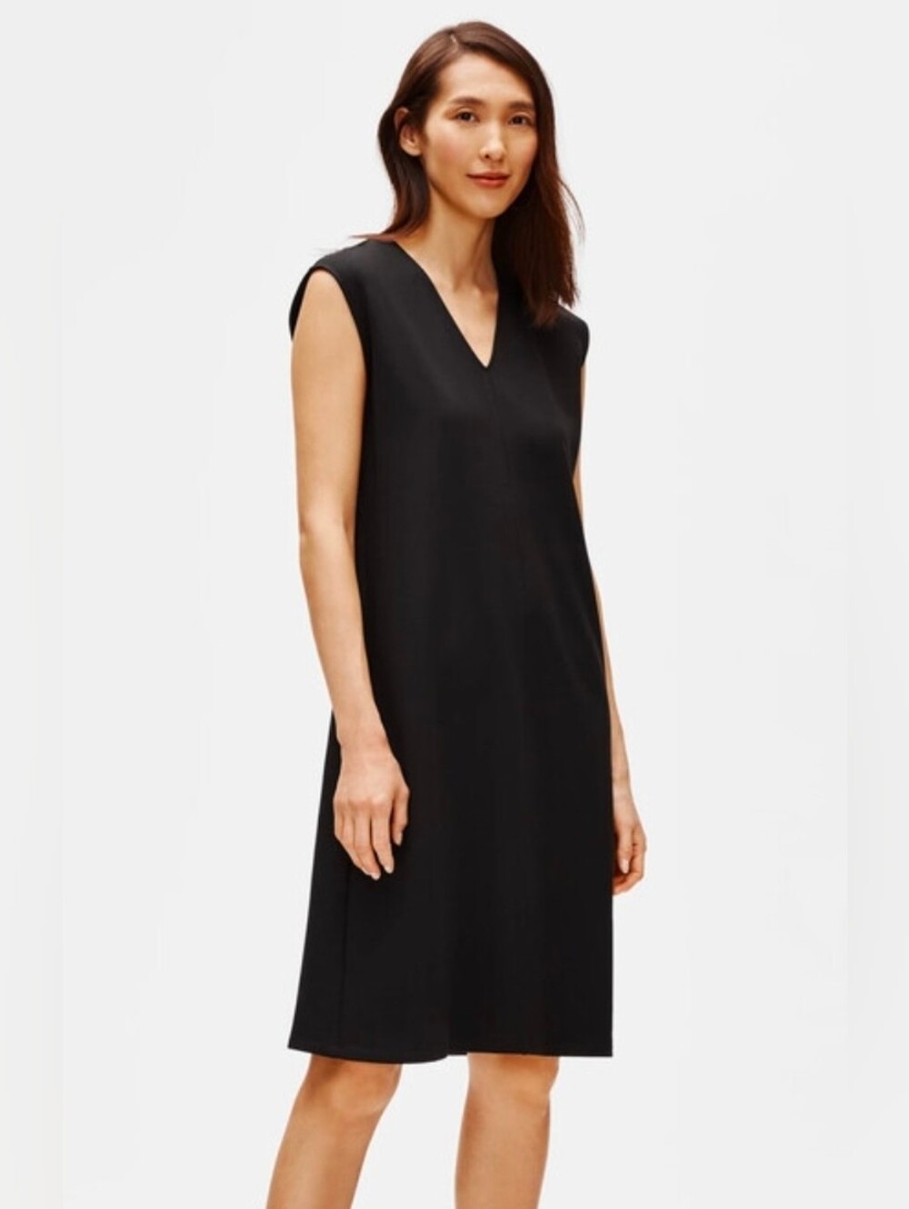 Eileen Fisher V-Neck Dress in Black Size XS/TP